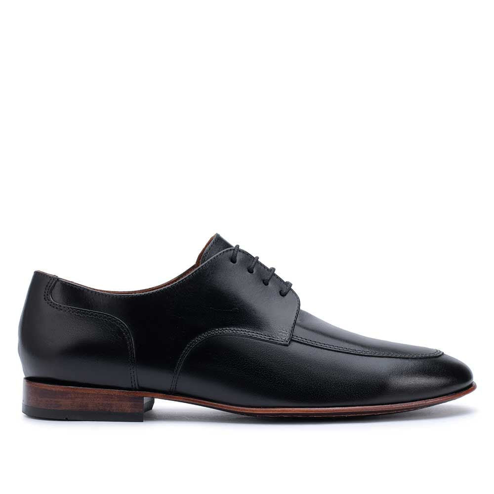 Sapato Masculino Social Derby Fascar Preto Em Couro