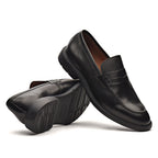 Mocassim Masculino Social Fascar Extralight Penny Loafer Preto Em Couro