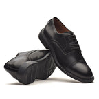Sapato Masculino Social Fascar Extralight Derby Cap Toe Preto Em Couro