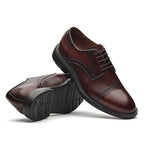 Sapato Masculino Social Fascar Extralight Derby Cap Toe Marrom Em Couro