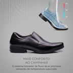 Mocassim Masculino Social Fascar Active Air Flow Preto Em Couro