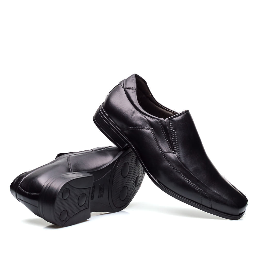 Mocassim Masculino Social Fascar Active Air Flow Preto Em Couro