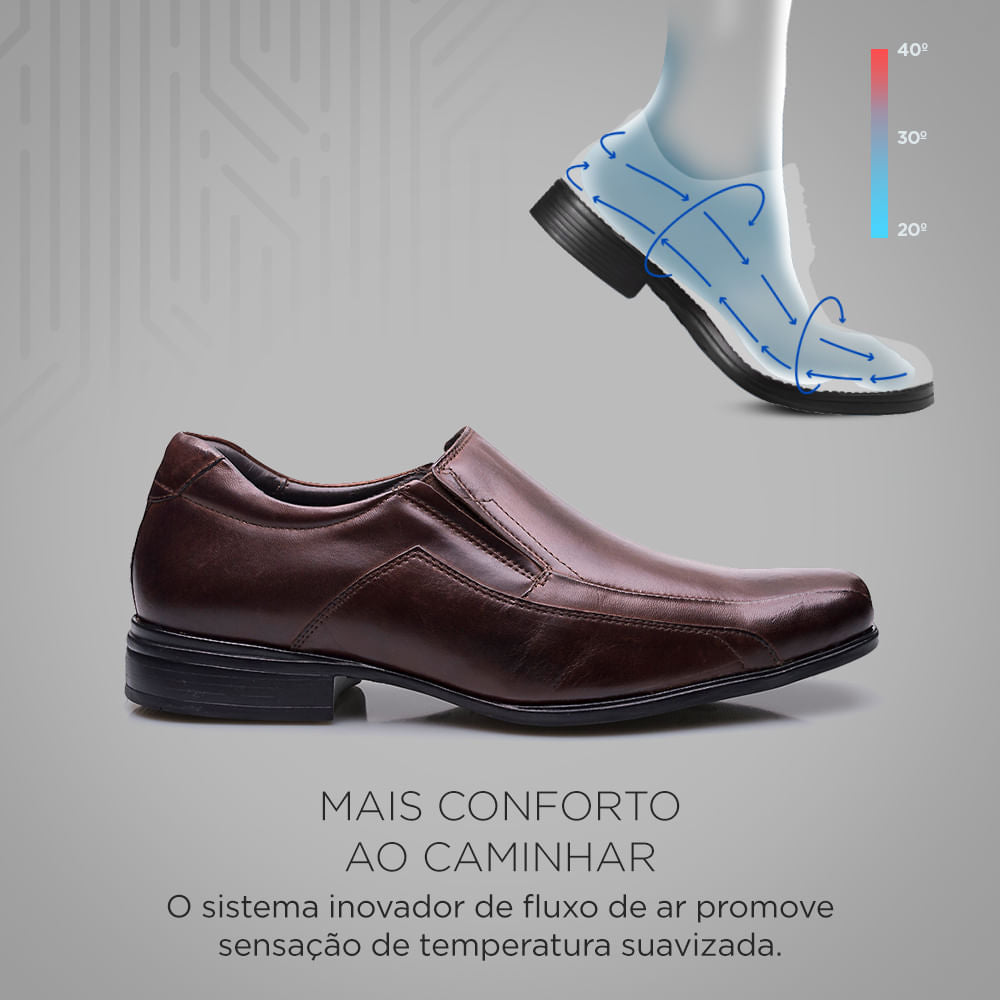 Mocassim Masculino Social Fascar Mouro Active Air Flow Em Couro