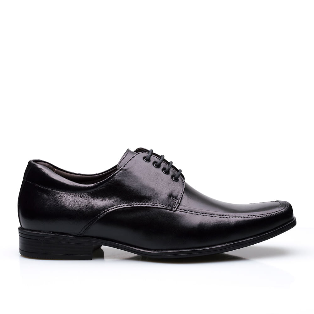 Sapato Masculino Social Fascar Derby Preto Em Couro