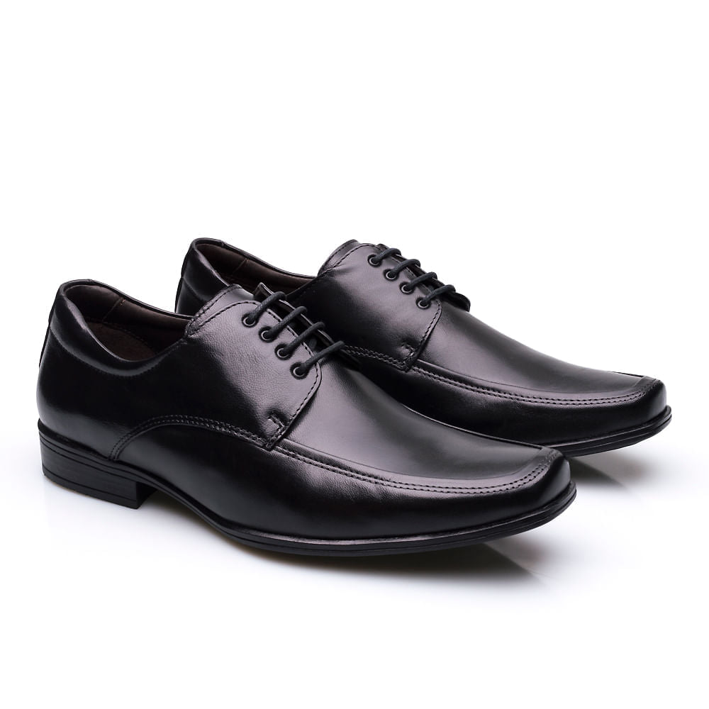 Sapato Masculino Social Fascar Derby Preto Em Couro
