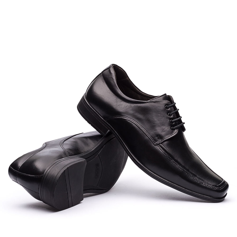 Sapato Masculino Social Fascar Derby Preto Em Couro