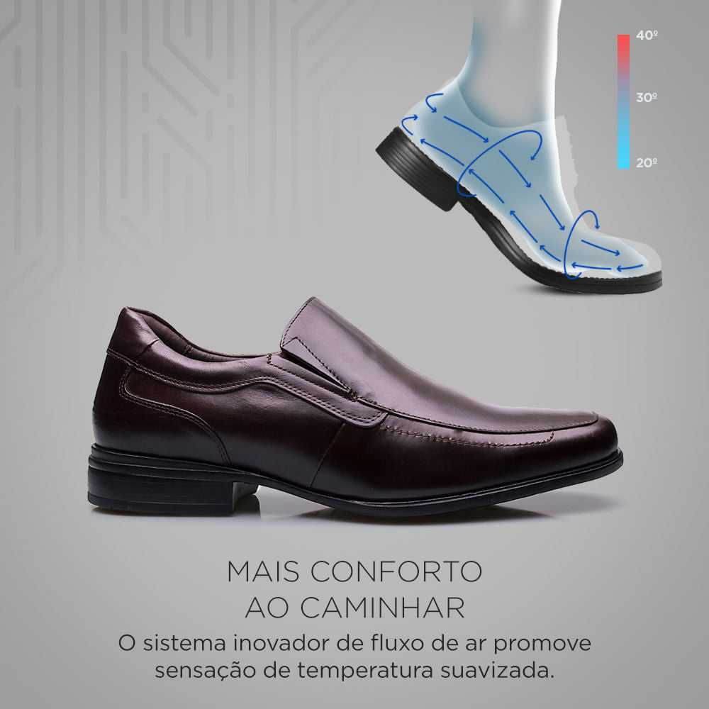 Mocassim Masculino Social Fascar Active Air Flow Brown Em Couro