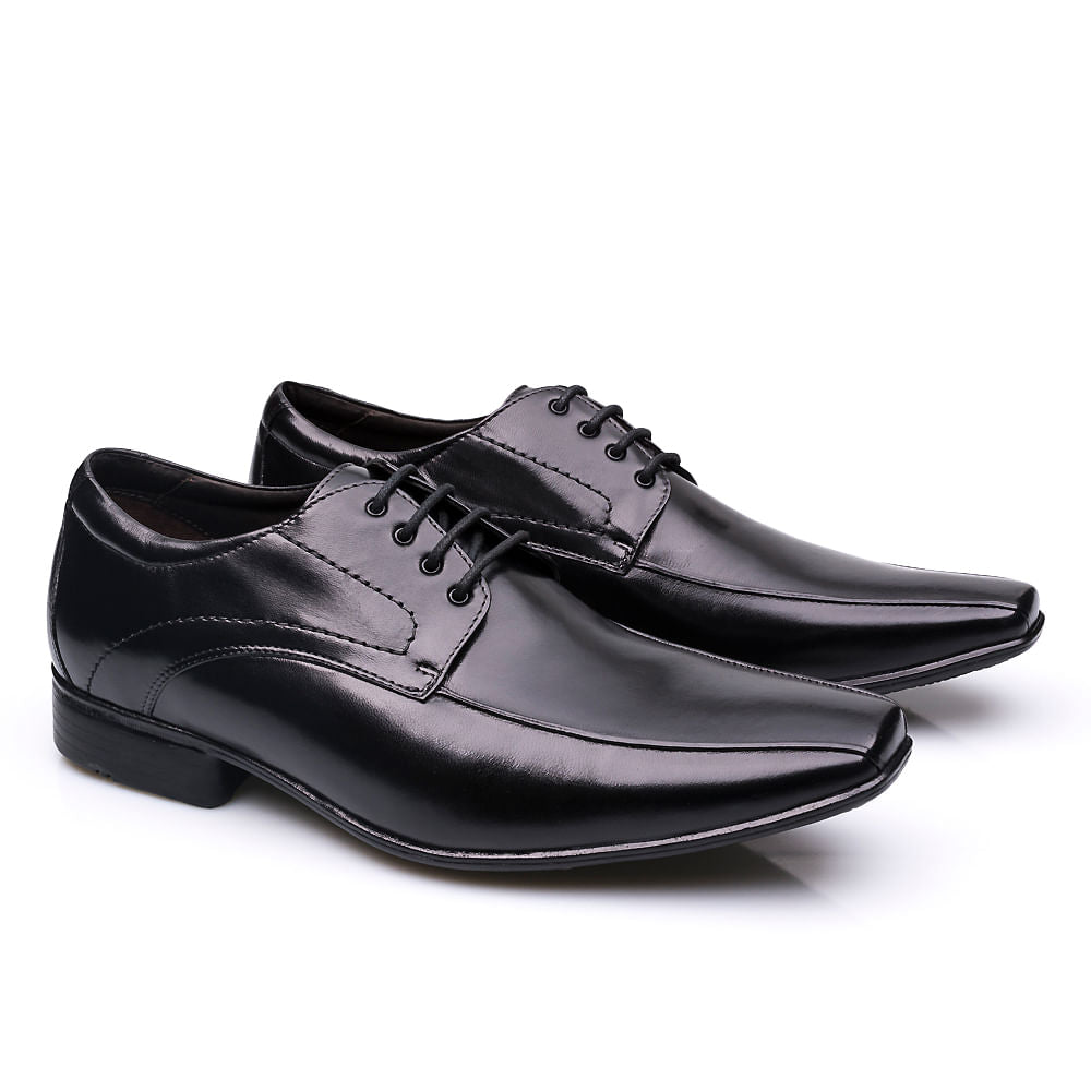 Sapato Masculino Social Fascar Derby Preto Em Couro