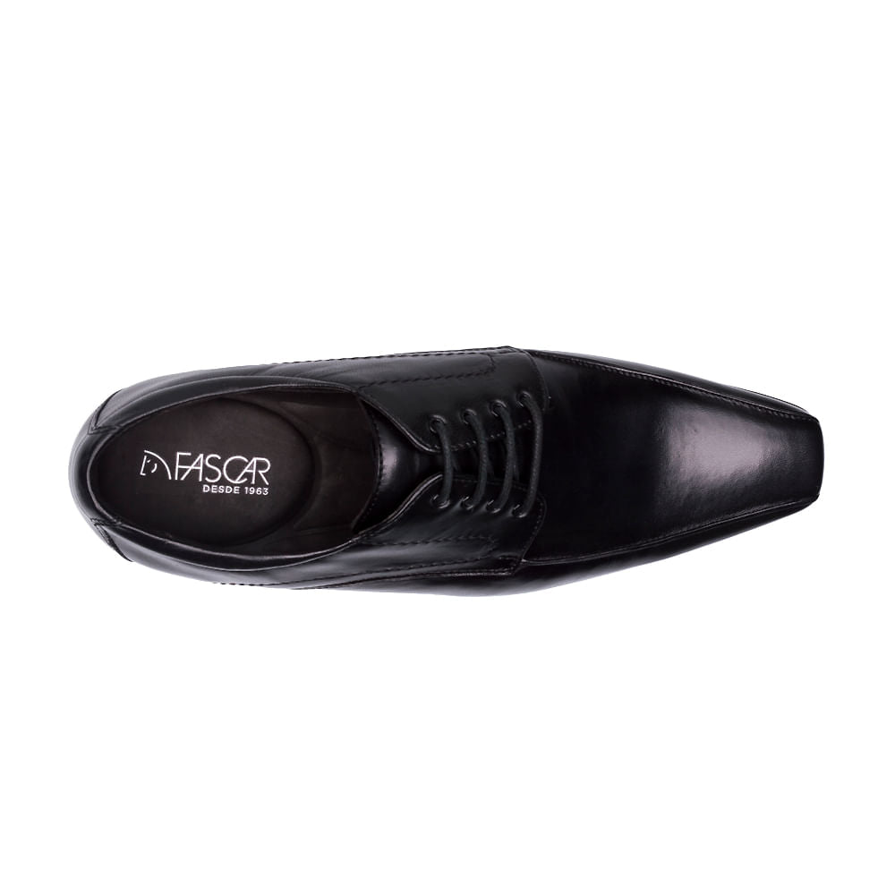 Sapato Masculino Social Fascar Derby Preto Em Couro