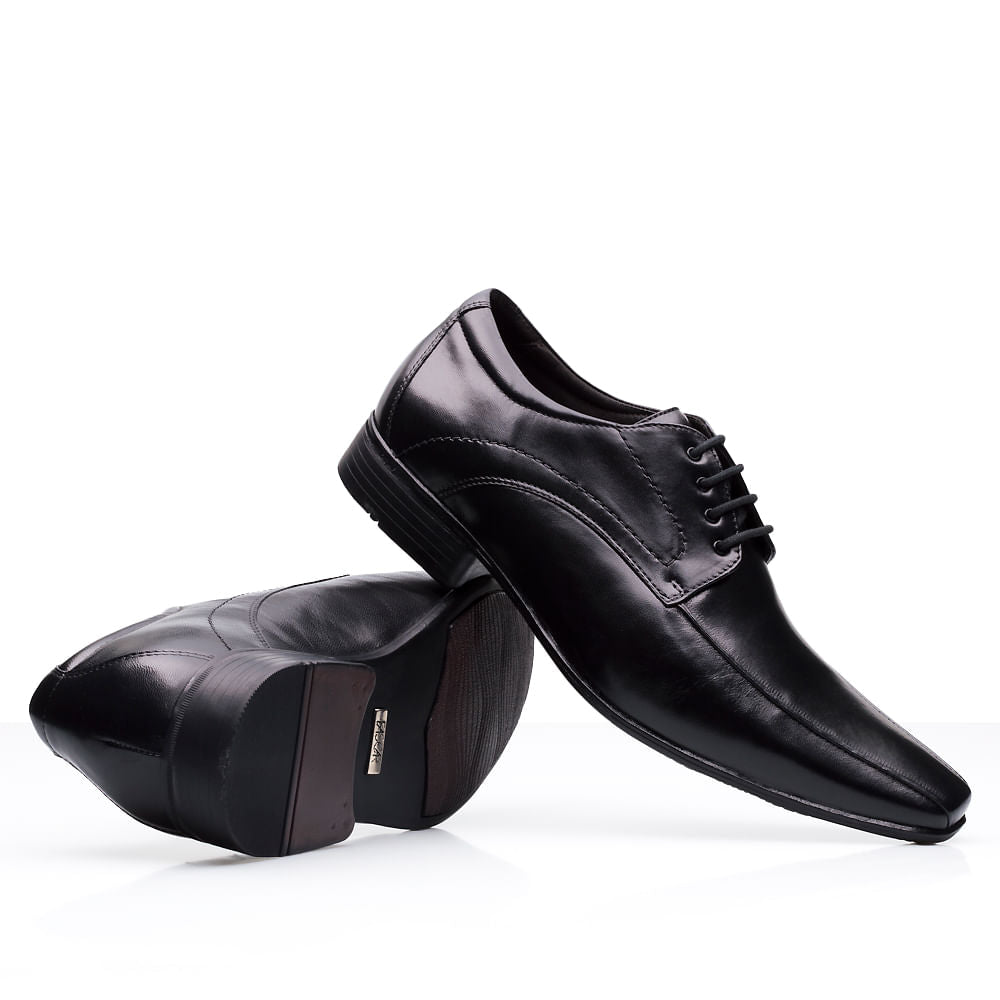 Sapato Masculino Social Fascar Derby Preto Em Couro