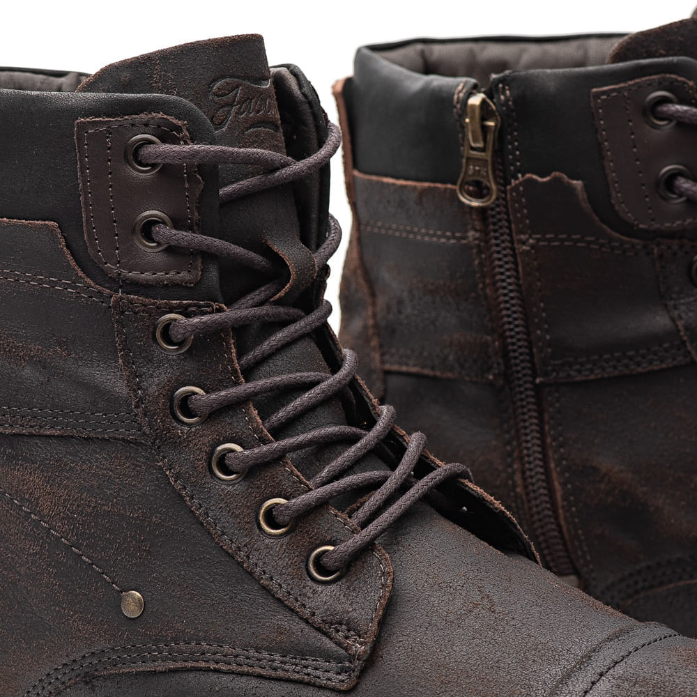 Bota Masculina Casual Fascar Marrom Em Couro