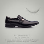 Mocassim Masculino Social Fascar Lite Preto Em Couro