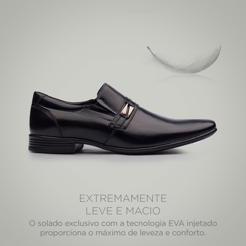 Mocassim Masculino Social Fascar Lite Preto Em Couro