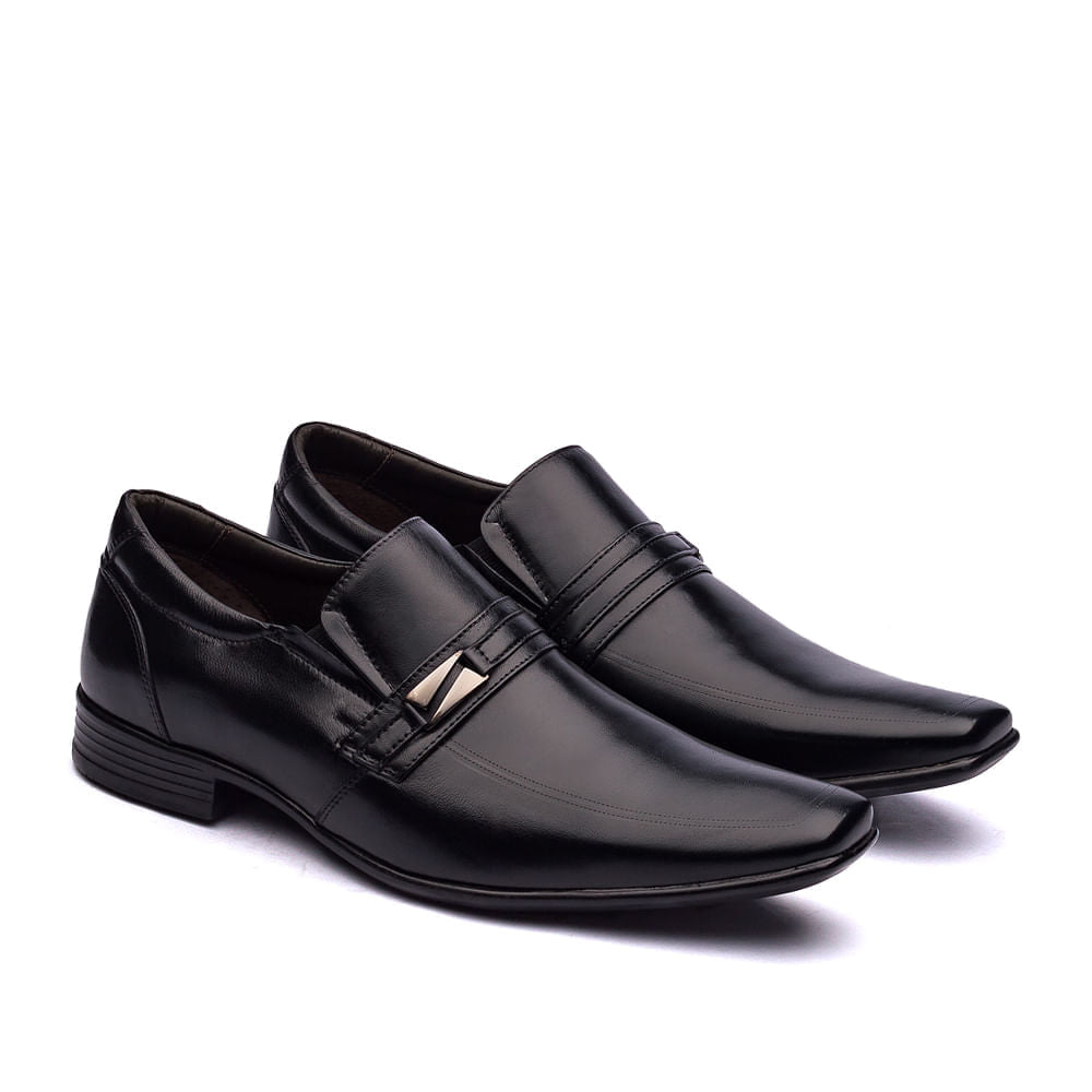 Mocassim Masculino Social Fascar Lite Preto Em Couro