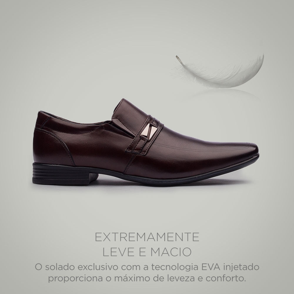 Mocassim Masculino Social Fascar Lite Marrom Em Couro