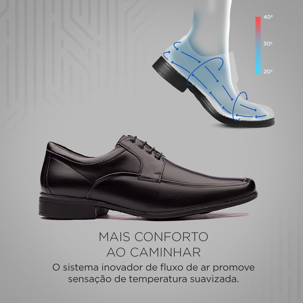Sapato Masculino Social Fascar Active Air Flow Derby Em Couro
