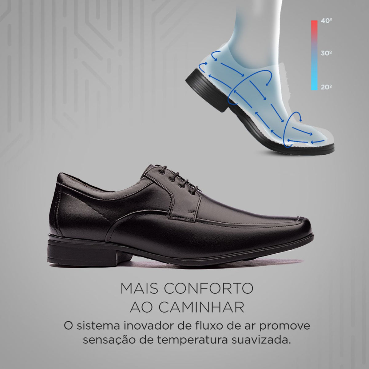 Sapato Masculino Social Fascar Active Air Flow Derby Em Couro
