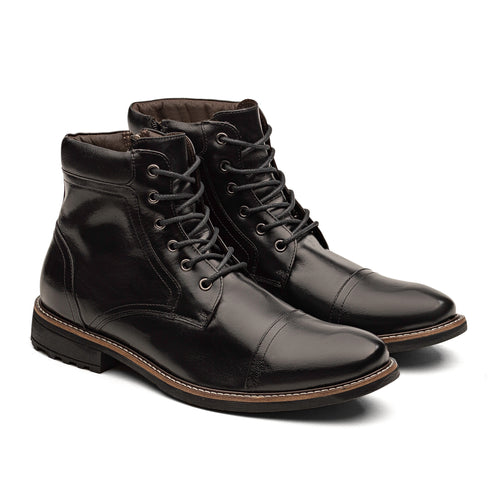 Bota Masculina Casual Fascar Em Preta Couro