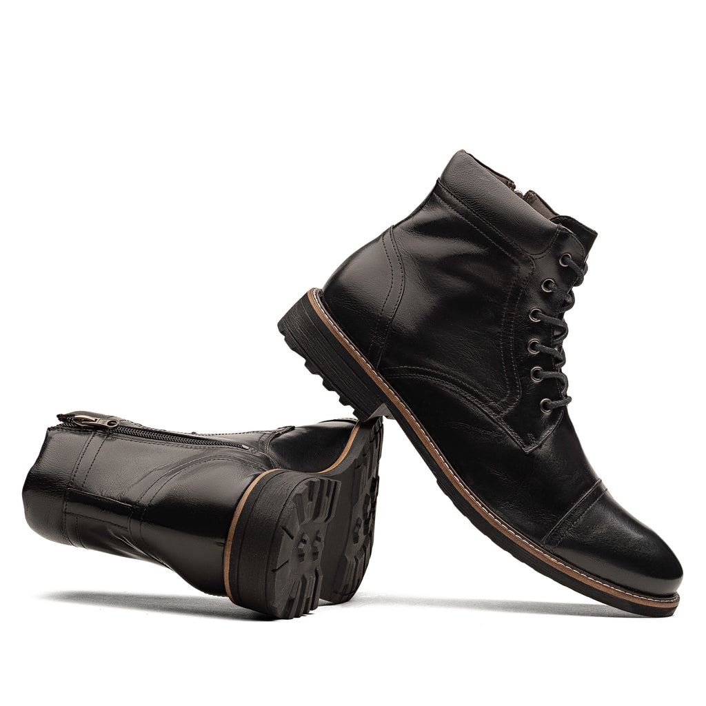Bota Masculina Casual Fascar Em Preta Couro