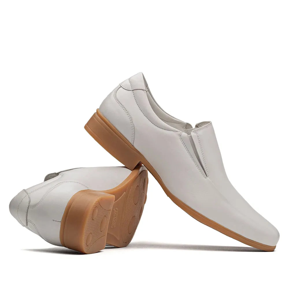 Mocassim Masculino Casual Fascar Active Air Flow Branco Em Couro