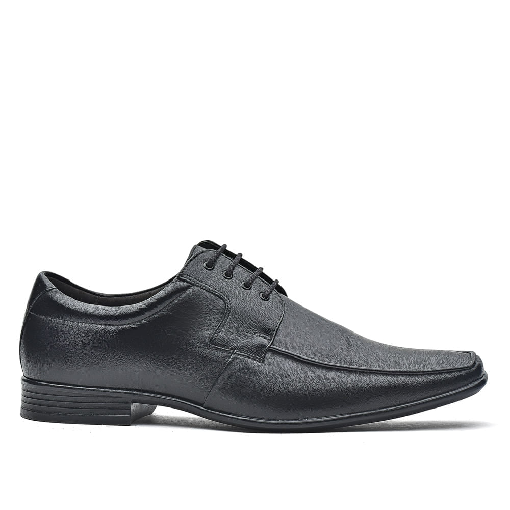 Sapato Masculino Social Fascar Lite Derby Preto Em Couro