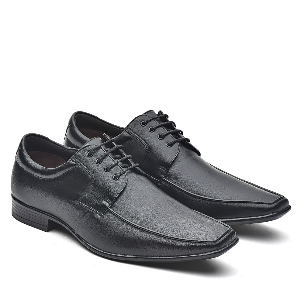 Sapato Masculino Social Fascar Lite Derby Preto Em Couro