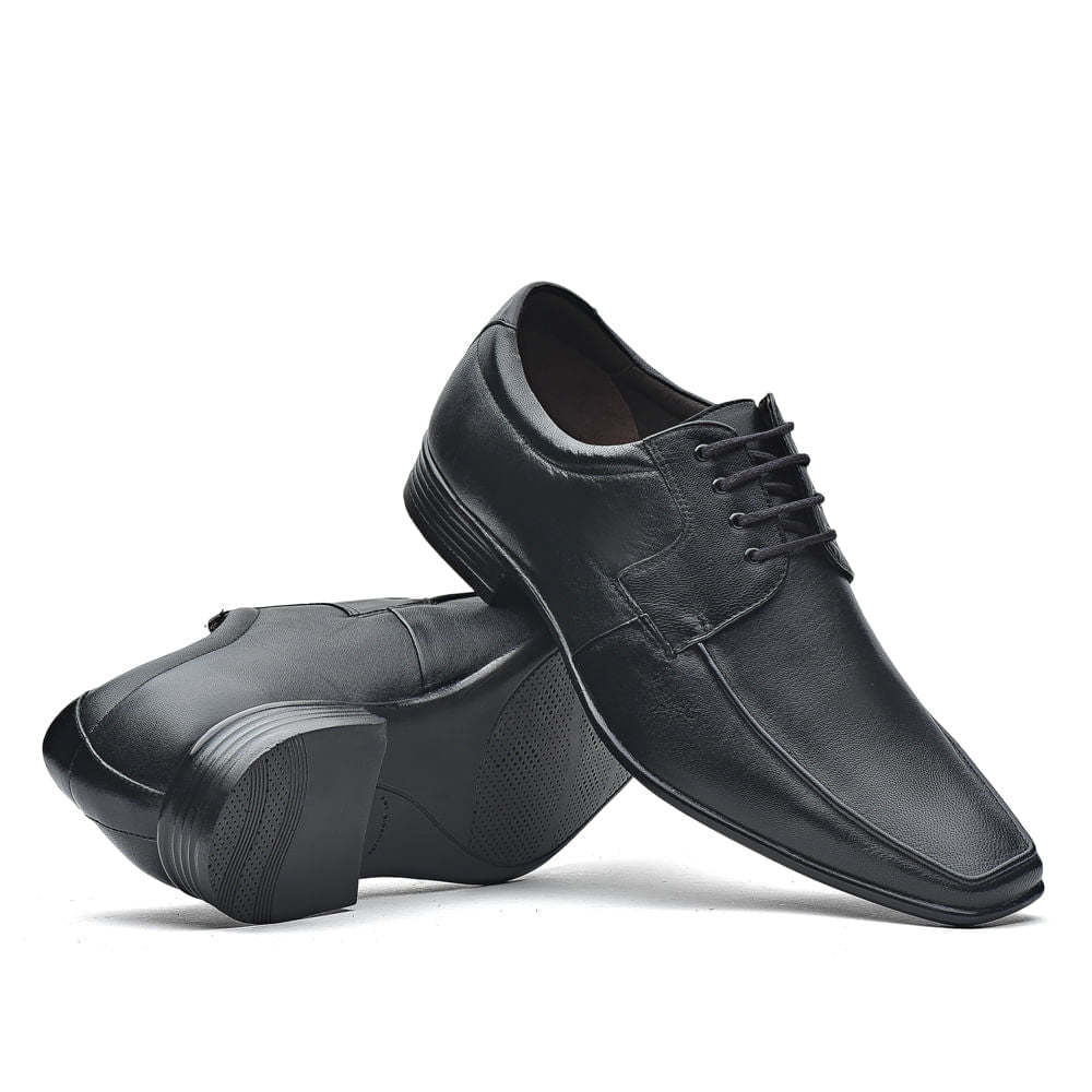 Sapato Masculino Social Fascar Lite Derby Preto Em Couro