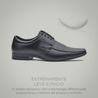Sapato Masculino Social Fascar Lite Derby Preto Em Couro