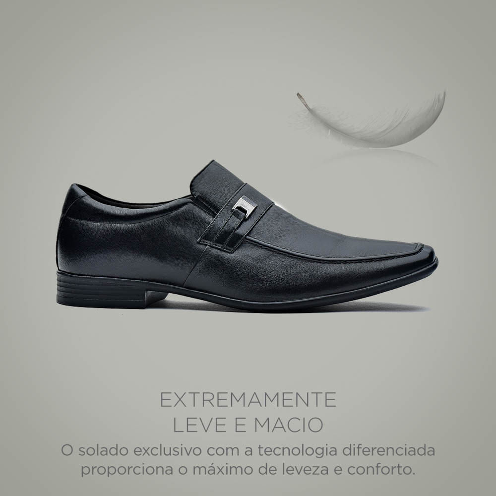 Sapato Masculino Social Fascar Lite Derby Preto Em Couro