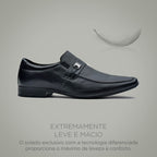 Sapato Masculino Social Fascar Lite Derby Preto Em Couro