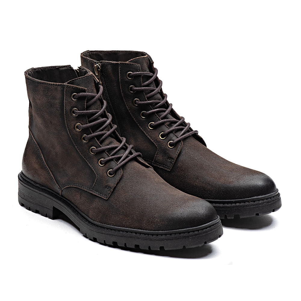 Bota Masculina Casual Fascar Marrom Em Couro