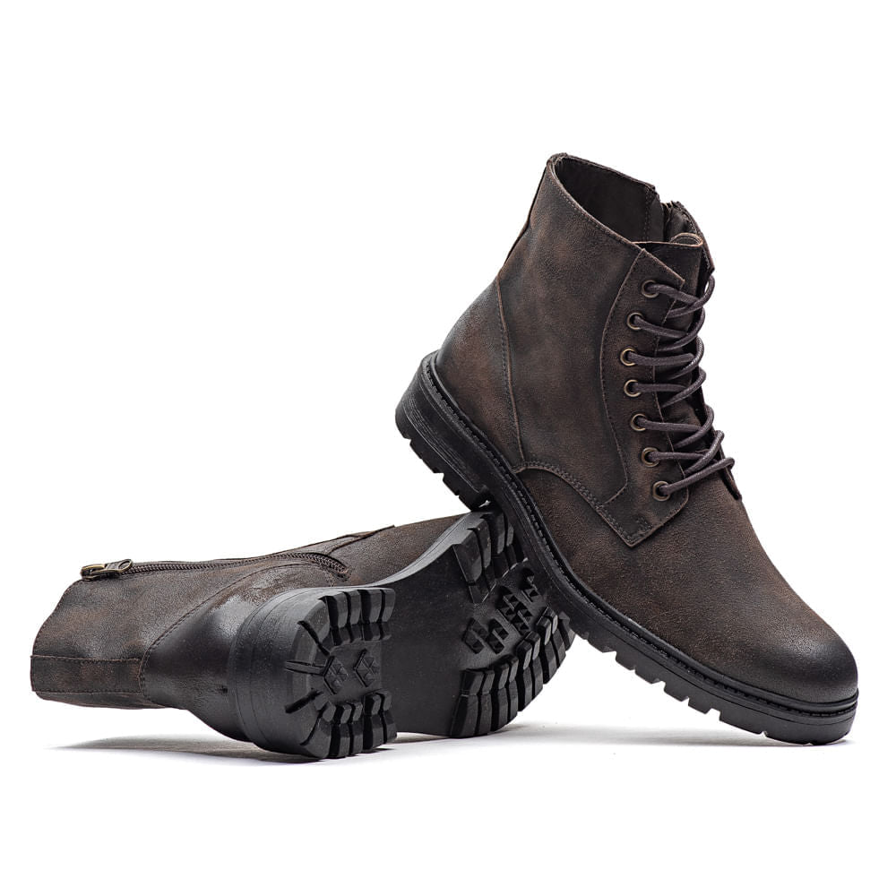 Bota Masculina Casual Fascar Marrom Em Couro