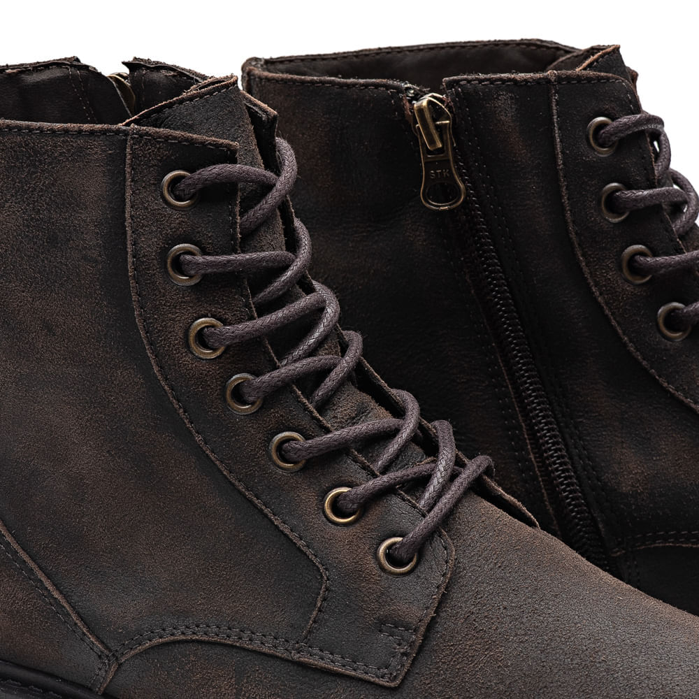 Bota Masculina Casual Fascar Marrom Em Couro