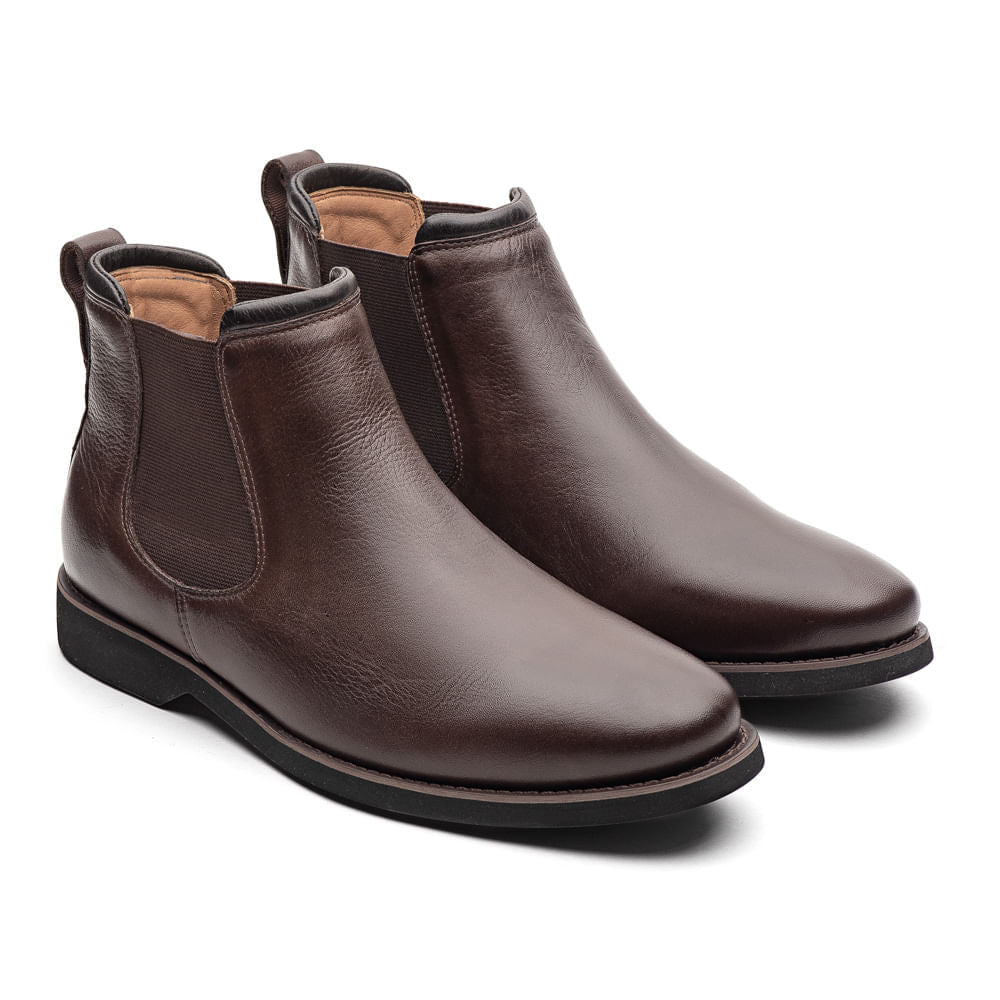 Bota Masculina Casual Fascar Chelsea Marrom Em Couro