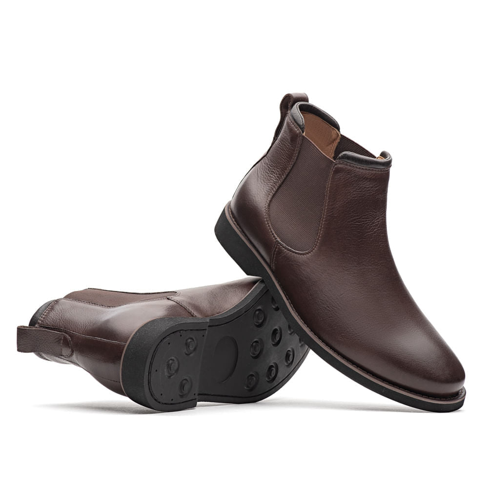 Bota Masculina Casual Fascar Chelsea Marrom Em Couro