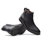 Bota Masculina Casual Fascar Chelsea Preta Em Couro