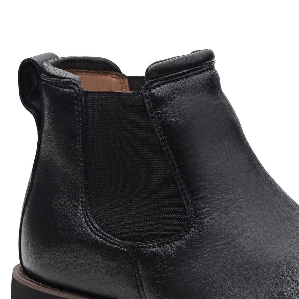 Bota Masculina Casual Fascar Chelsea Preta Em Couro