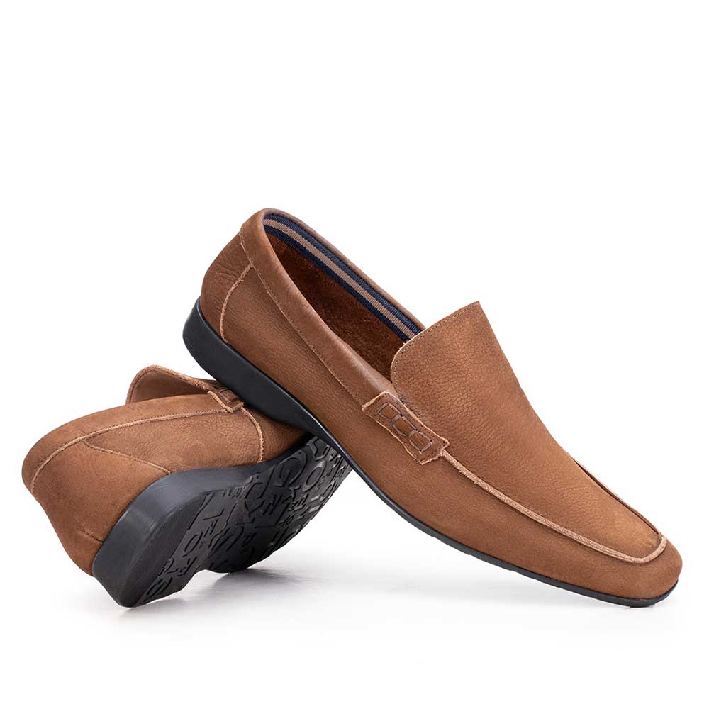 Mocassim Masculino Casual Fascar Viseu Marrom Em Couro