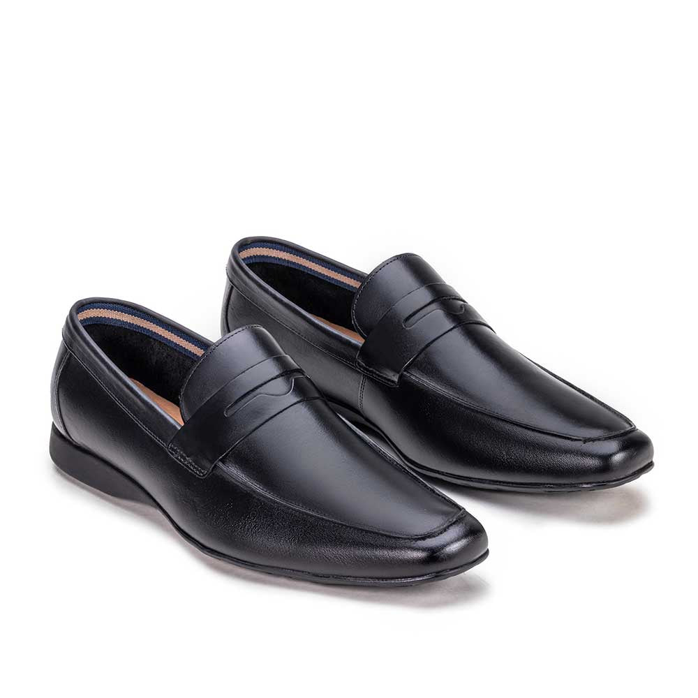 Mocassim Masculino Casual Fascar Viseu Penny Loafer Preto Em Couro