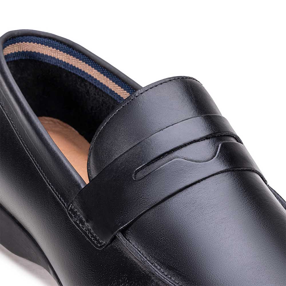 Mocassim Masculino Casual Fascar Viseu Penny Loafer Preto Em Couro