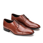 Sapato Masculino Social Fascar Derby Cap Toe Marrom Em Couro