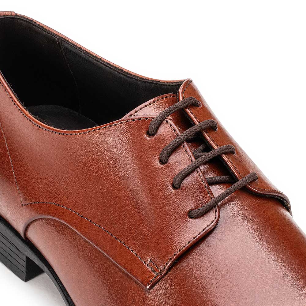 Sapato Masculino Social Fascar Derby Cap Toe Marrom Em Couro