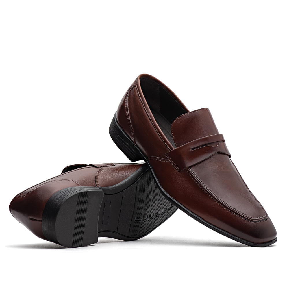 Mocassim Masculino Social Fascar Penny Loafer Marrom Em Couro