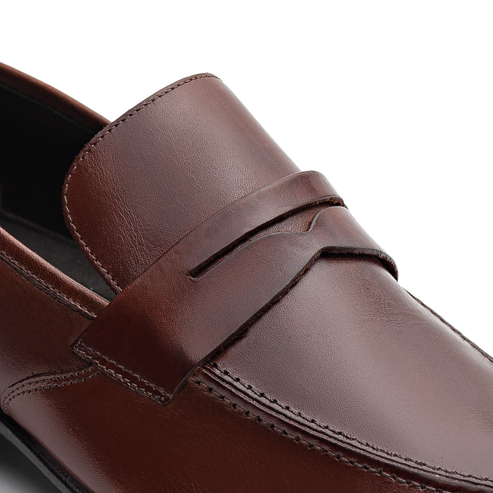 Mocassim Masculino Social Fascar Penny Loafer Marrom Em Couro