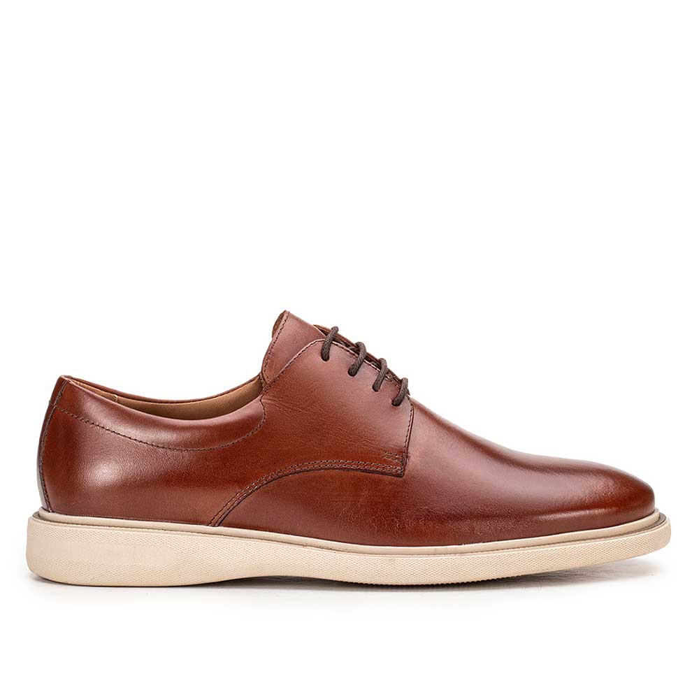 Sapato Masculino Casual Fascar Mafra Derby Marrom Em Couro