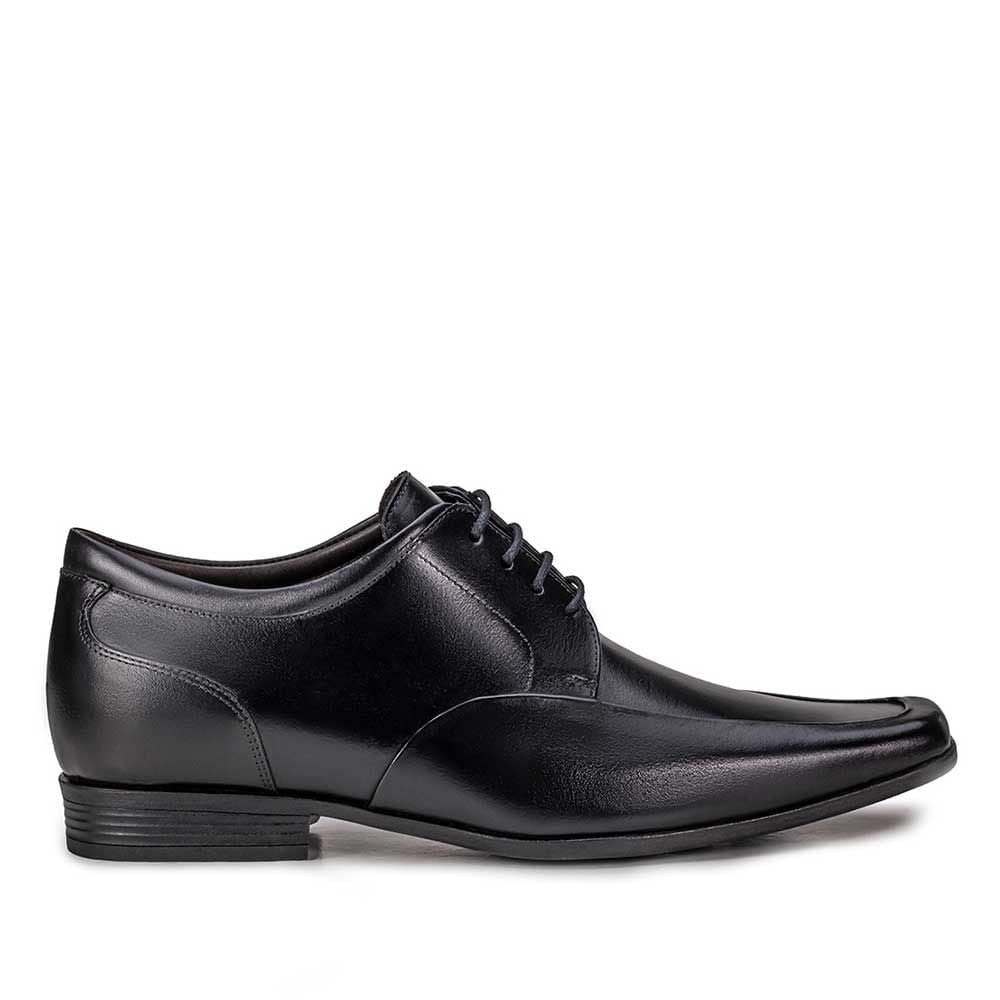 Sapato Masculino Social Com Salto Interno Fascar Altus Derby Preto Em Couro