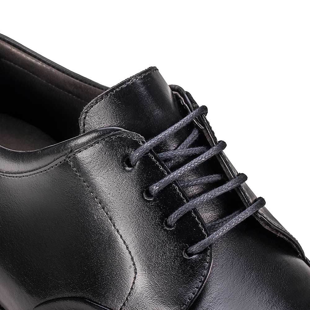 Sapato Masculino Social Com Salto Interno Fascar Altus Derby Preto Em Couro