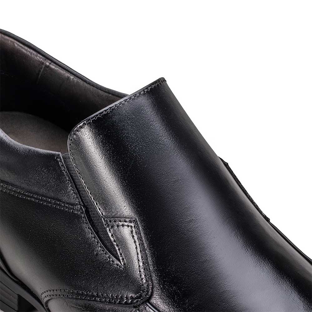 Mocassim Masculino Social Com Salto Interno Fascar Altus Preto Em Couro