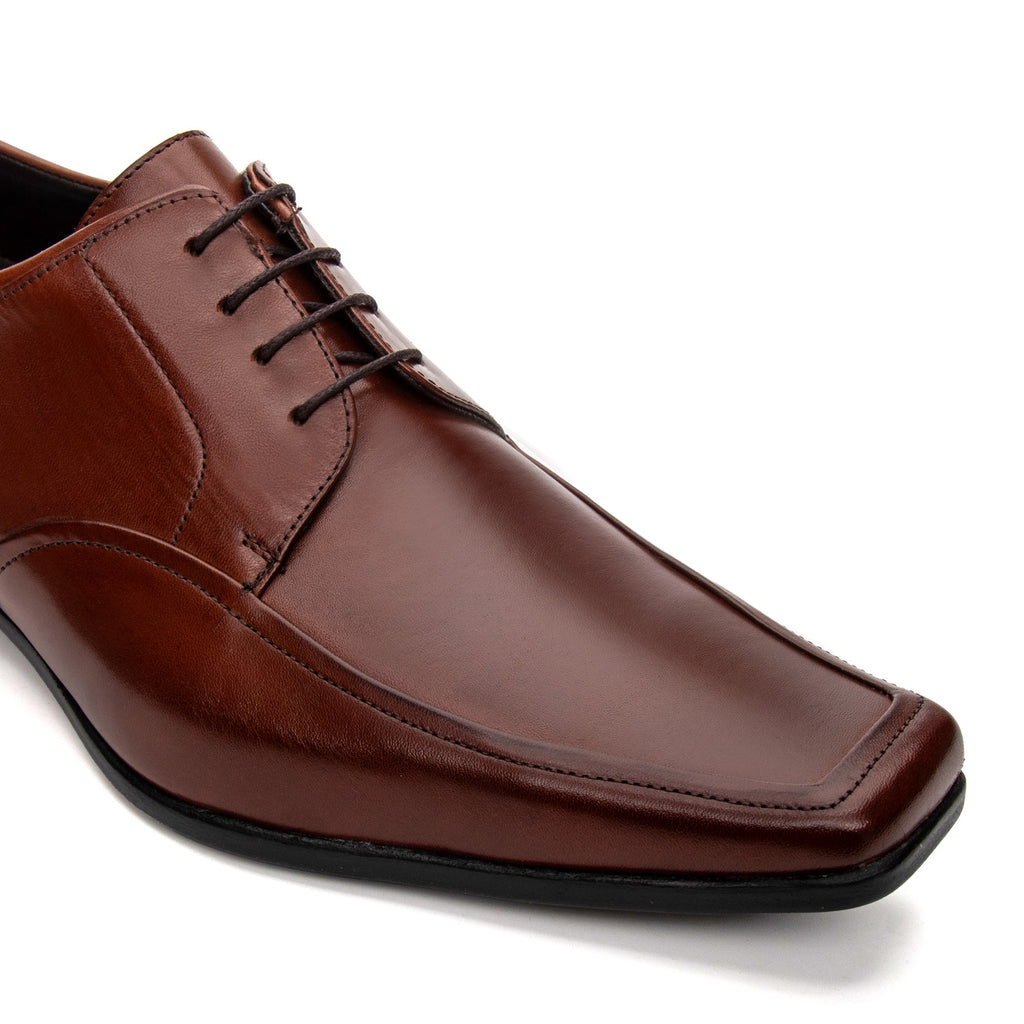 Sapato Masculino Social Com Salto Interno Fascar Altus Derby Marrom Em Couro
