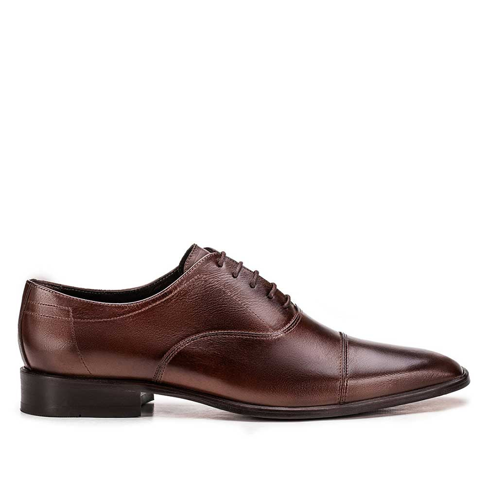 Sapato Social Masculino Fascar Oxford Cap Toe Em Couro